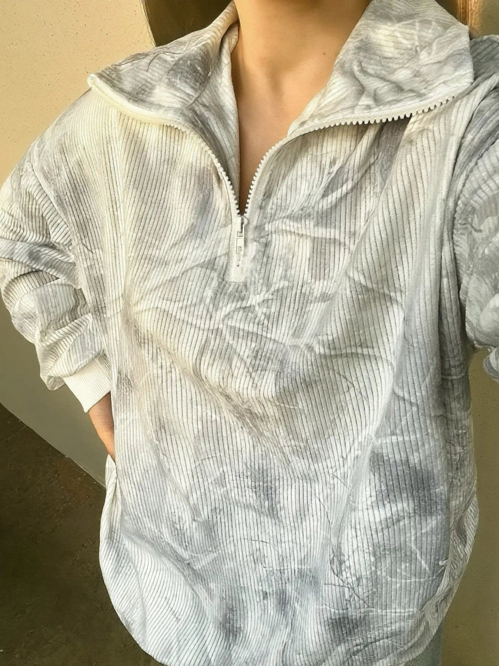 Leopard Print Corduroy Zip Hoodie