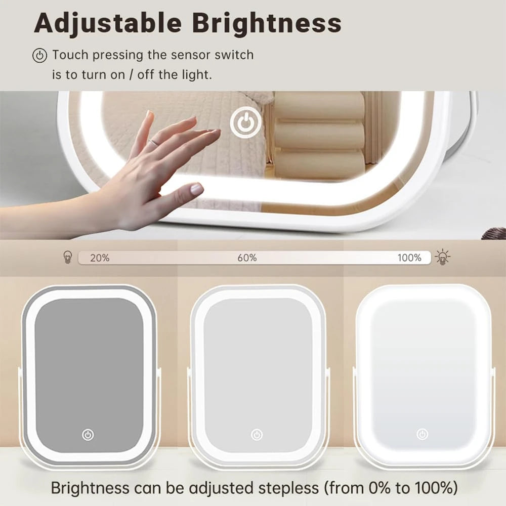 Portable Illuminated Travel Vanity Mirror