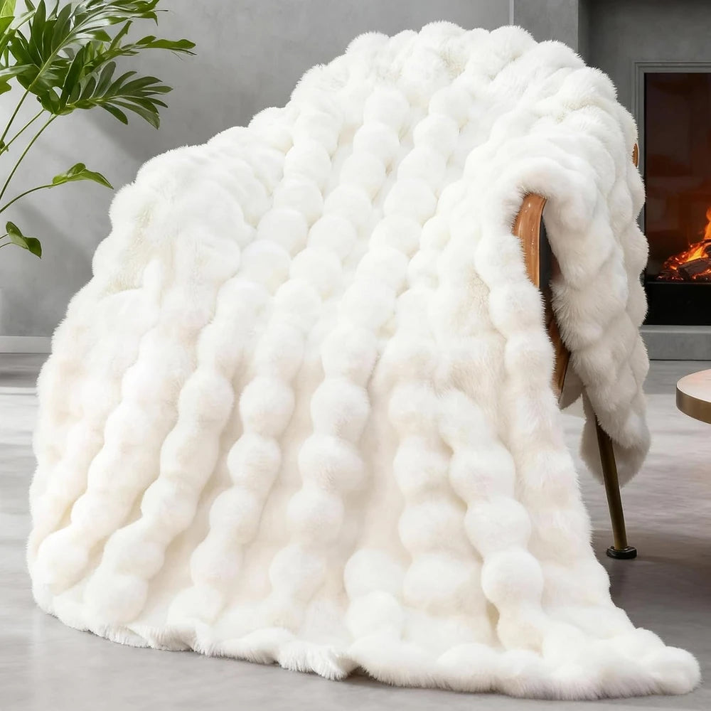 Faux Fur Bubble Throw Blanket