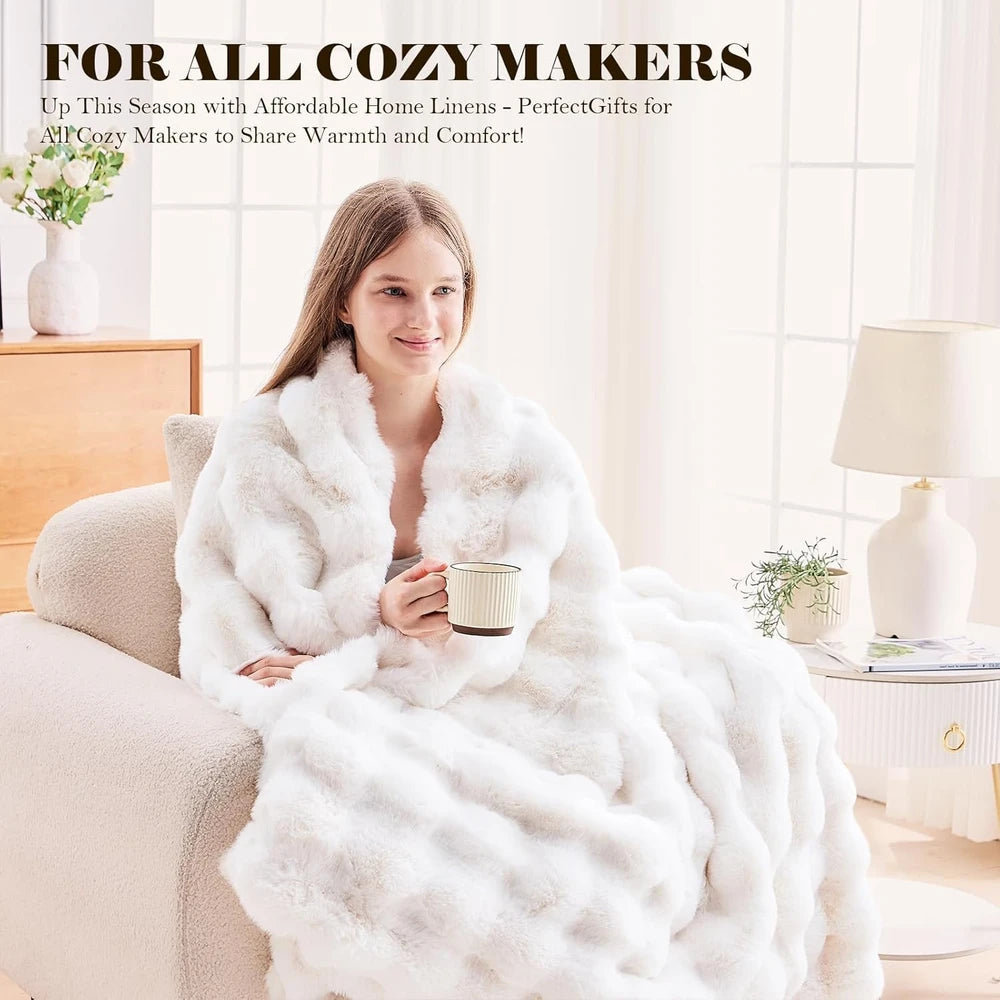Faux Fur Bubble Throw Blanket