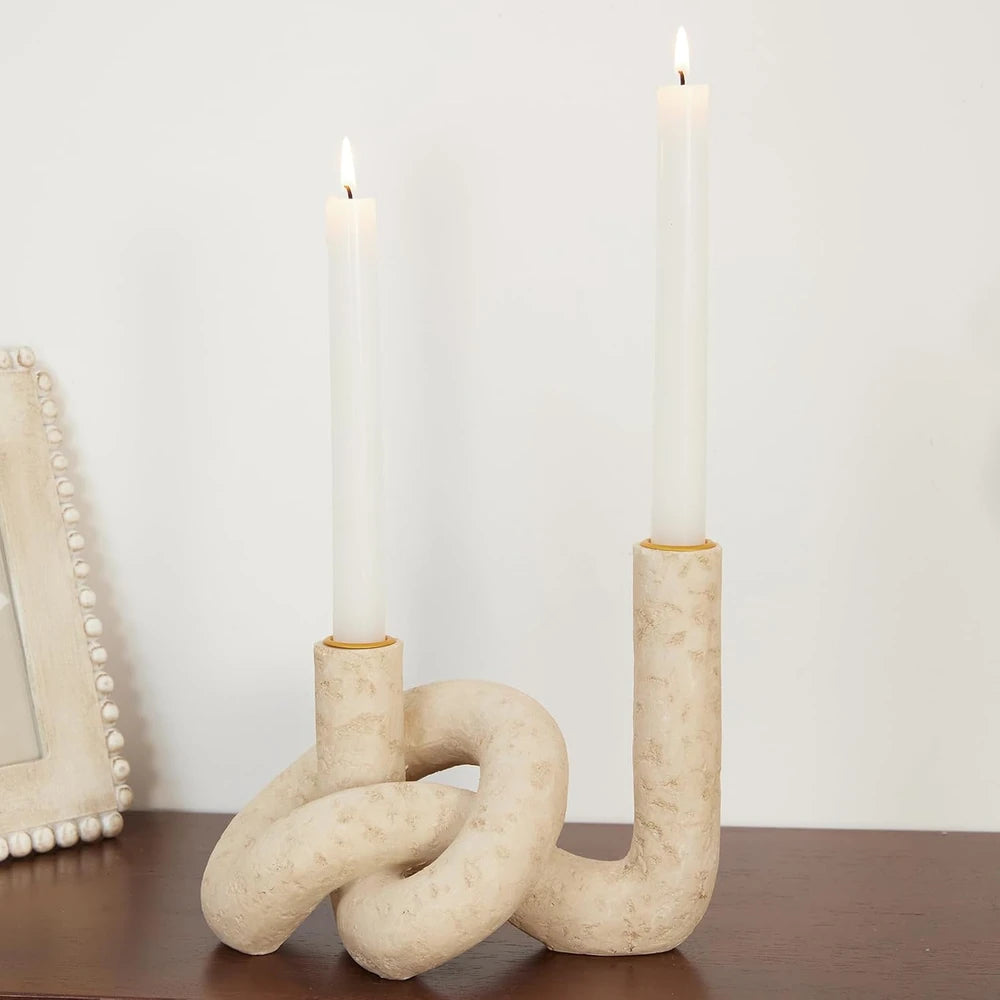 Knot Shaped Travertine Candle Holders
