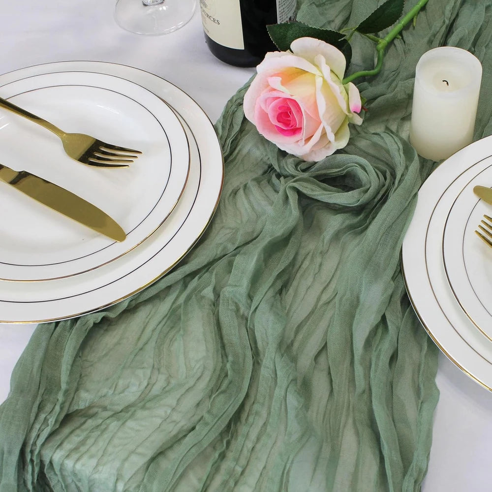 Sage Green Gauze Table Runner
