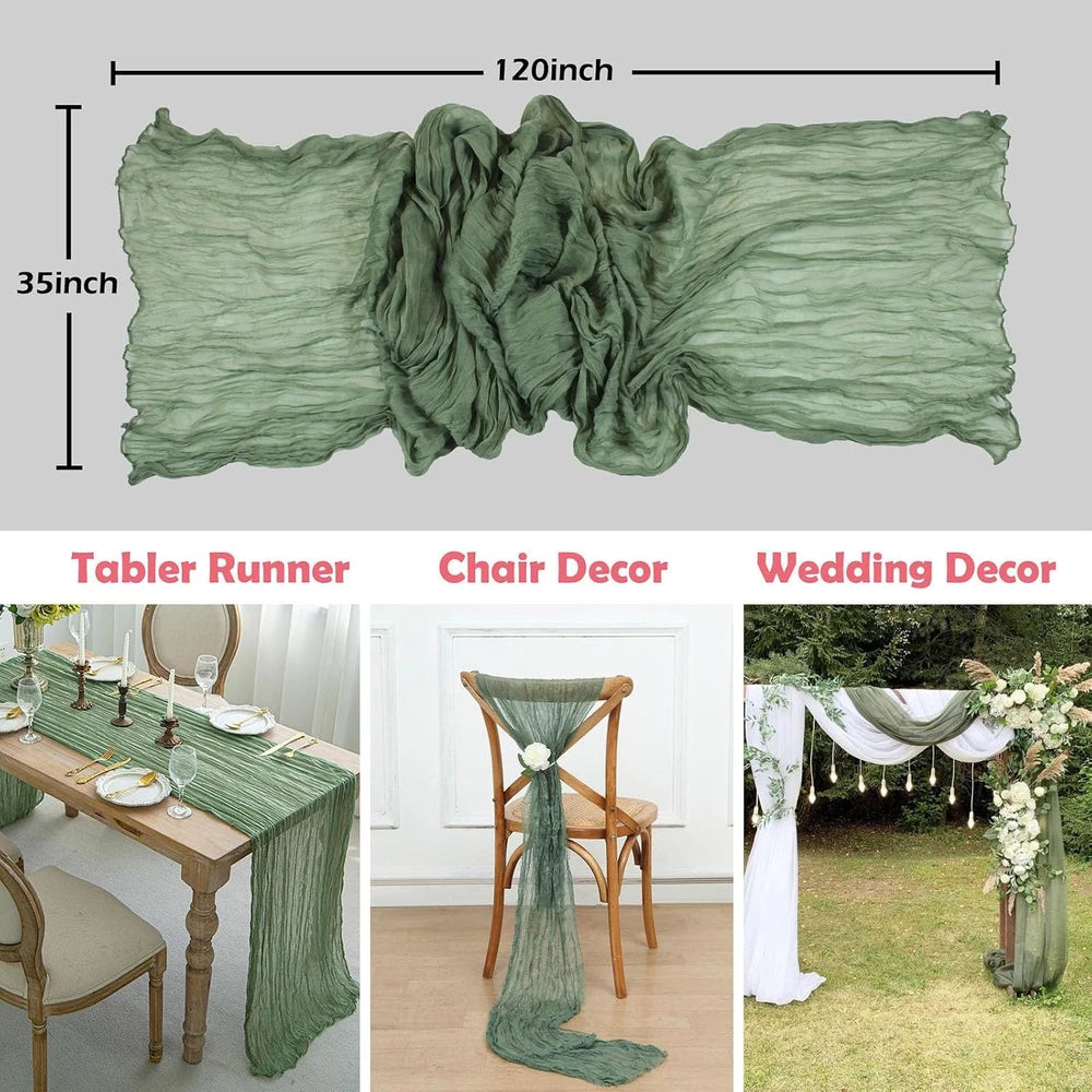 Sage Green Gauze Table Runner