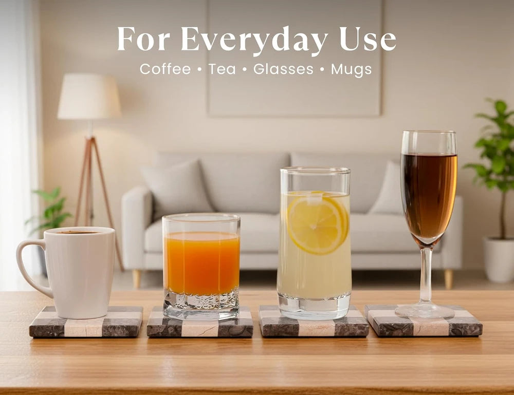 Handcrafted Marble Square Coasters