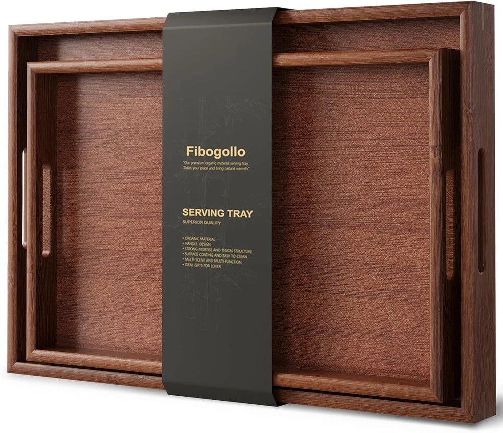 Fibogollo Bamboo Serving Tray Set