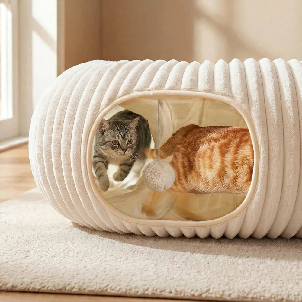 Interactive Collapsible Cat Tunnel Bed