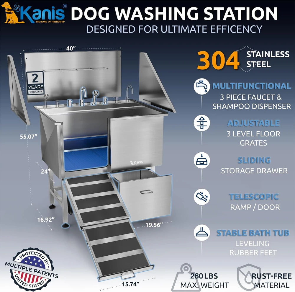KANIS Stainless Steel Dog Wash Station
