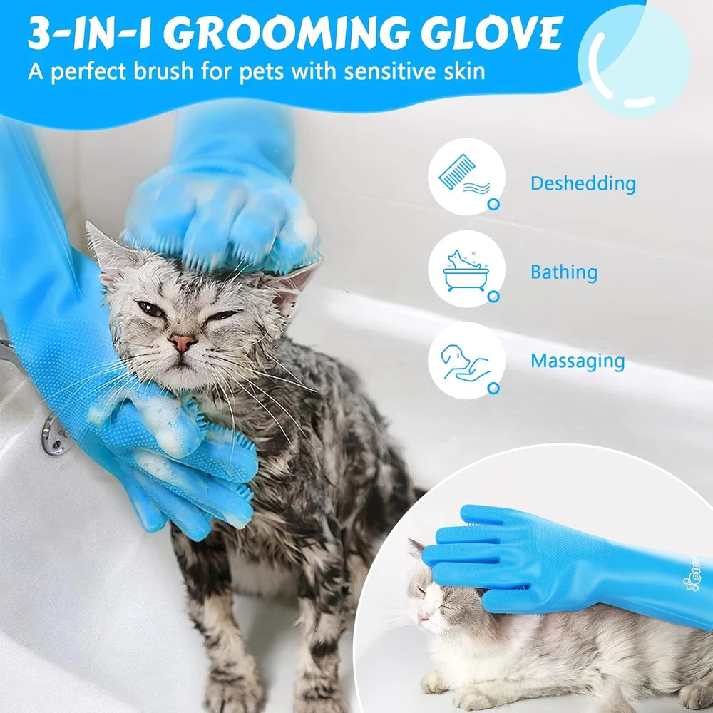 Pecute Silicone Pet Bathing Gloves