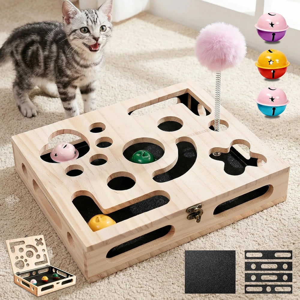 Solid Wood Cat Scratching Enrichment Box