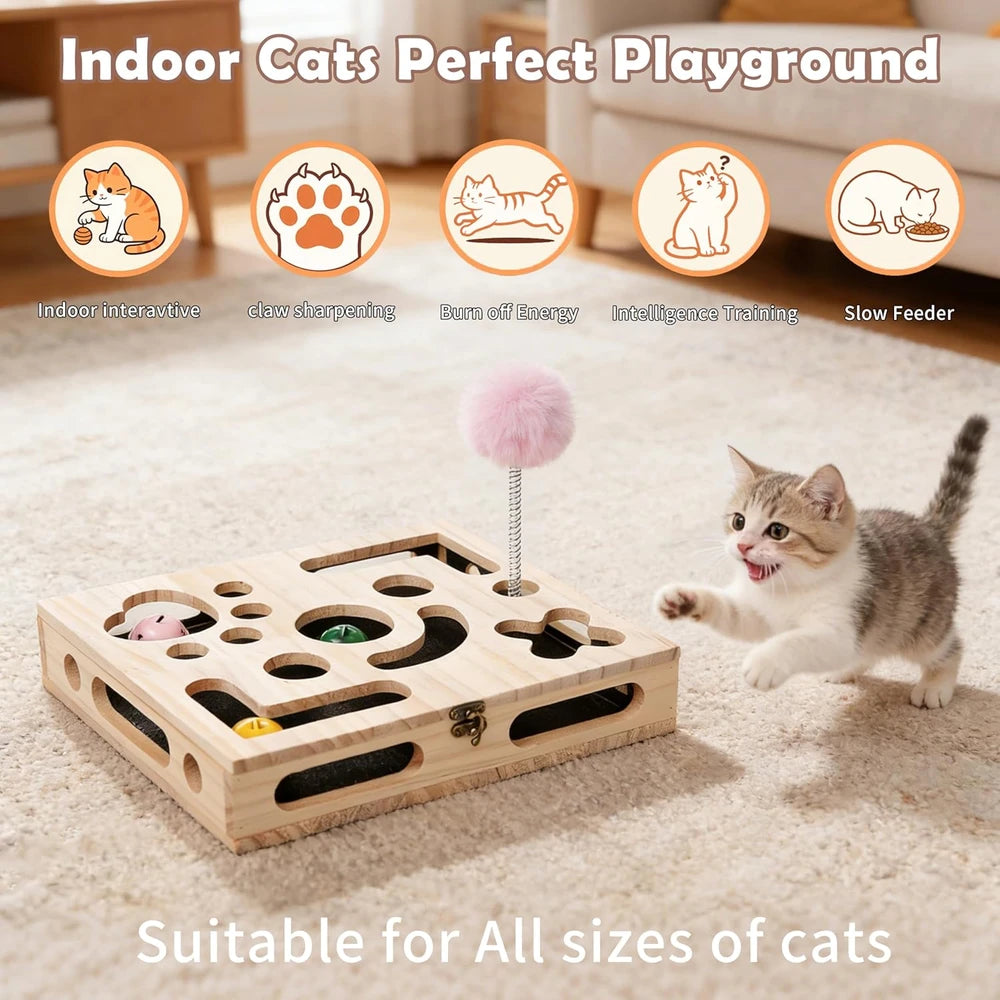 Solid Wood Cat Scratching Enrichment Box