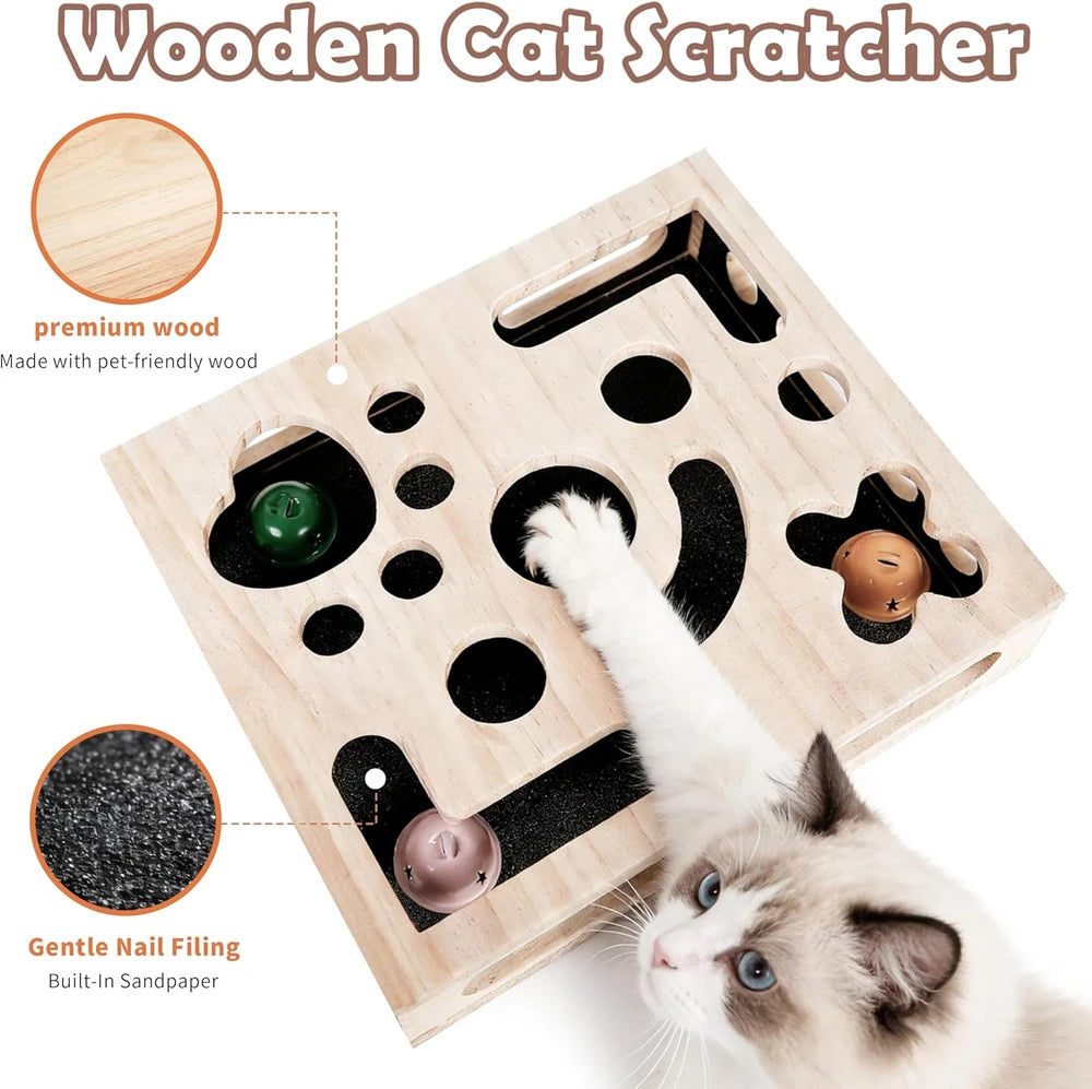 Solid Wood Cat Scratching Enrichment Box