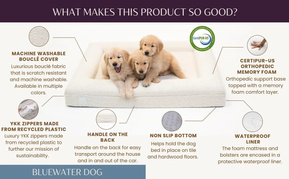 Orthopedic Boucle Memory Foam Dog Bed